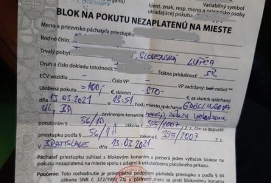 bezdomovec pokuta