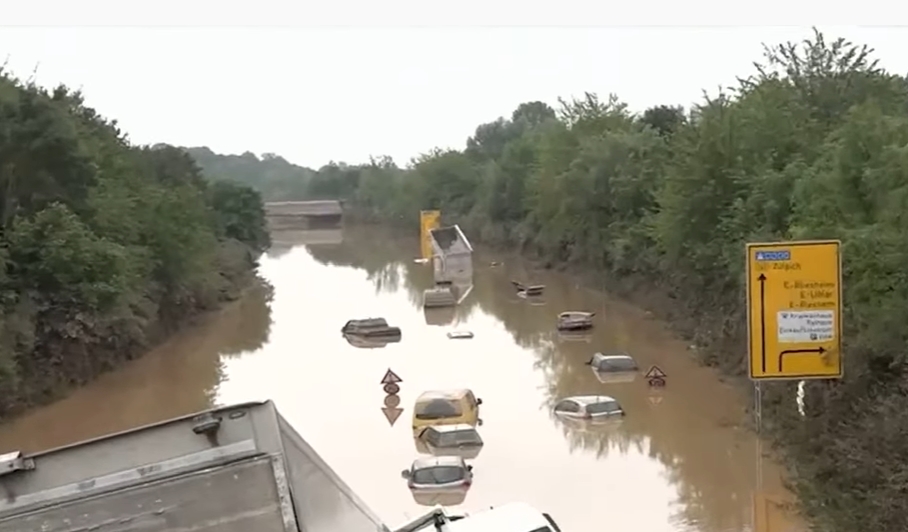 německá dálnice povodně