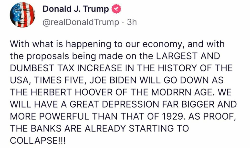 trump varování ekonomika